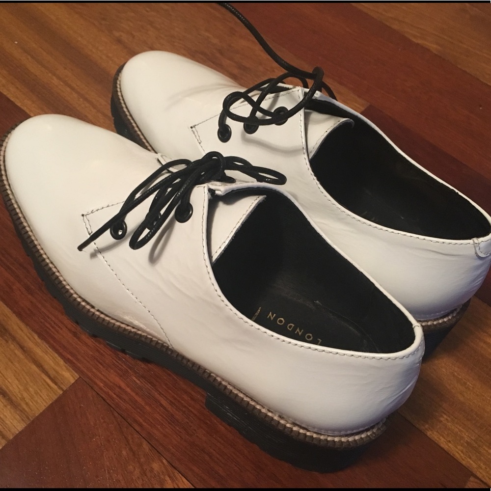 White patent oxford shoes